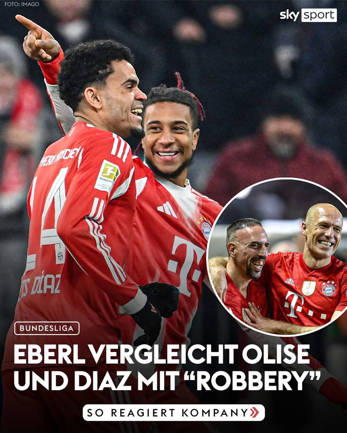 Giám đốc thể thao Max Eberl so sánh Diaz - Olise với Robben - Ribery