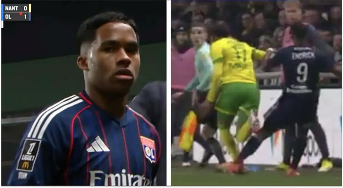 Endrick nhận thẻ đỏ trong trận đấu mới nhất của Lyon