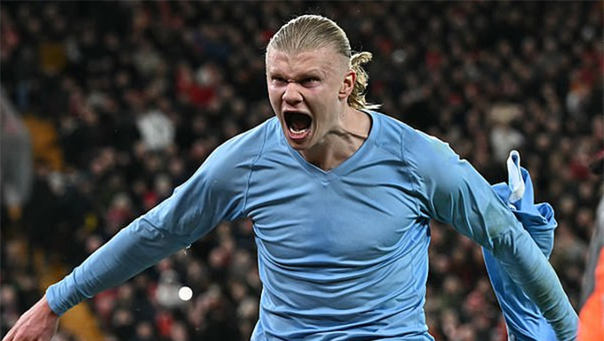 Haaland có 1 bàn thắng và 1 kiến tạo giúp Man City ngược dòng