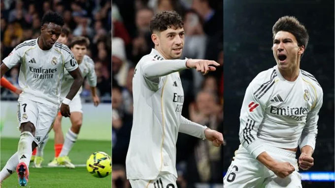 Không có Mbappe nhưng Real vẫn ghi được 4 bàn nhờ Vinicius (2 bàn), Valverde và Gonzalo Garcia