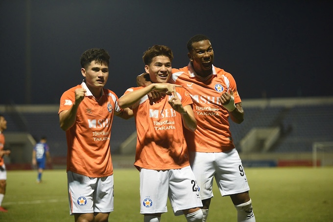 Niềm vui chiến thắng của các cầu thủ Đà Nẵng - Ảnh: CTV 