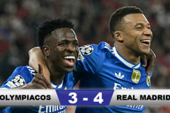 Kết quả Olympiacos 3-4 Real Madrid: Show diễn của Kylian Mbappe