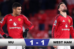 Kết quả MU 1-1 West Ham: Quỷ đỏ hòa thất vọng