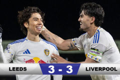 Kết quả Leeds 3-3 Liverpool: 1 điểm kịch tính