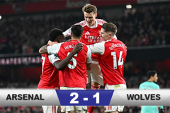 Kết quả Arsenal 2-1 Wolves: Pháo thủ thắng hú vía