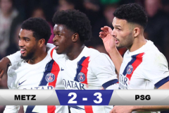 Kết quả Metz 2-3 PSG: PSG thắng chật vật đội bét bảng