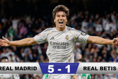 Kết quả Real Madrid 5-1 Real Betis: Siêu nhân Gonzalo Garcia