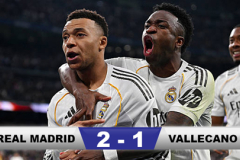 Kết quả Real Madrid 2-1 Vallecano: Chật vật giành 3 điểm