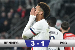 Kết quả Rennes 3-1 PSG: Trận thua muối mặt